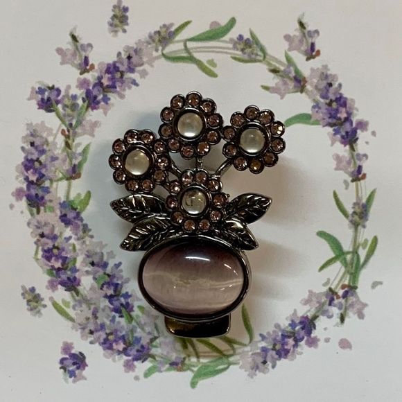 Jewelry - Vintage Pink Purple Floral Brooch (J39)